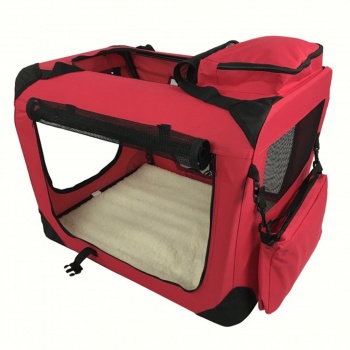 RayGar Folding Soft Crate Pet Carrier (Dog, Cat, Puppy, Kitten) - Red