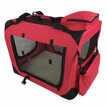 RayGar Folding Soft Crate Pet Carrier (Dog, Cat, Puppy, Kitten) - Red