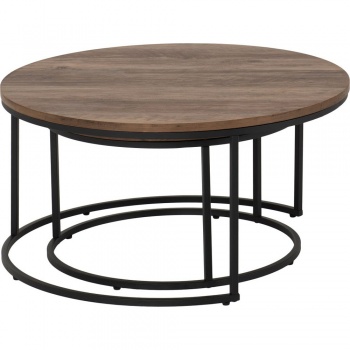 Quebec Round Coffee Table Pair - Oak Effect