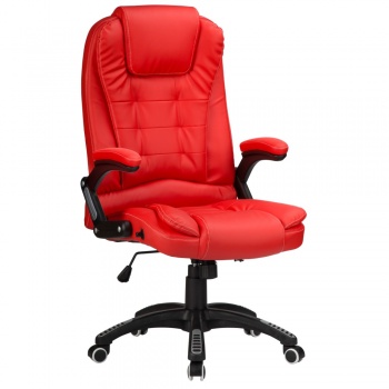 RayGar Luxury Faux Leather High Back Reclining Office Chair - Red