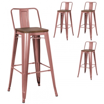 Pollux Kitchen Bar Stool for Home Restaurant x 4 - Copper