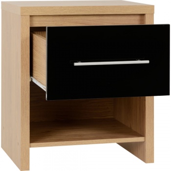 Seville 1 Drawer Bedside Cabinet - Black/Oak