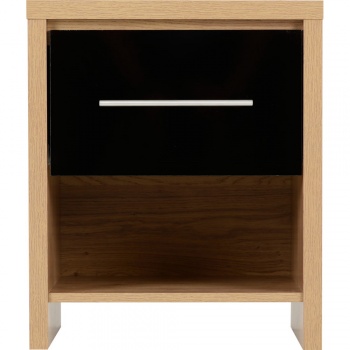 Seville 1 Drawer Bedside Cabinet - Black/Oak