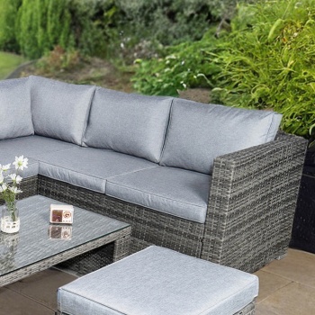 Vancouver Deluxe Rattan 7 Seater Corner Garden Furniture Patio Set - Grey