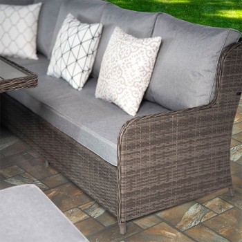 Verona Deluxe Rattan 7 Seater Corner Set with Adjustable Table for Garden Patio - Grey