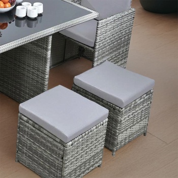 Vesta Deluxe Rattan 8 Seater Dining Cube Garden Furniture Patio Set - Grey